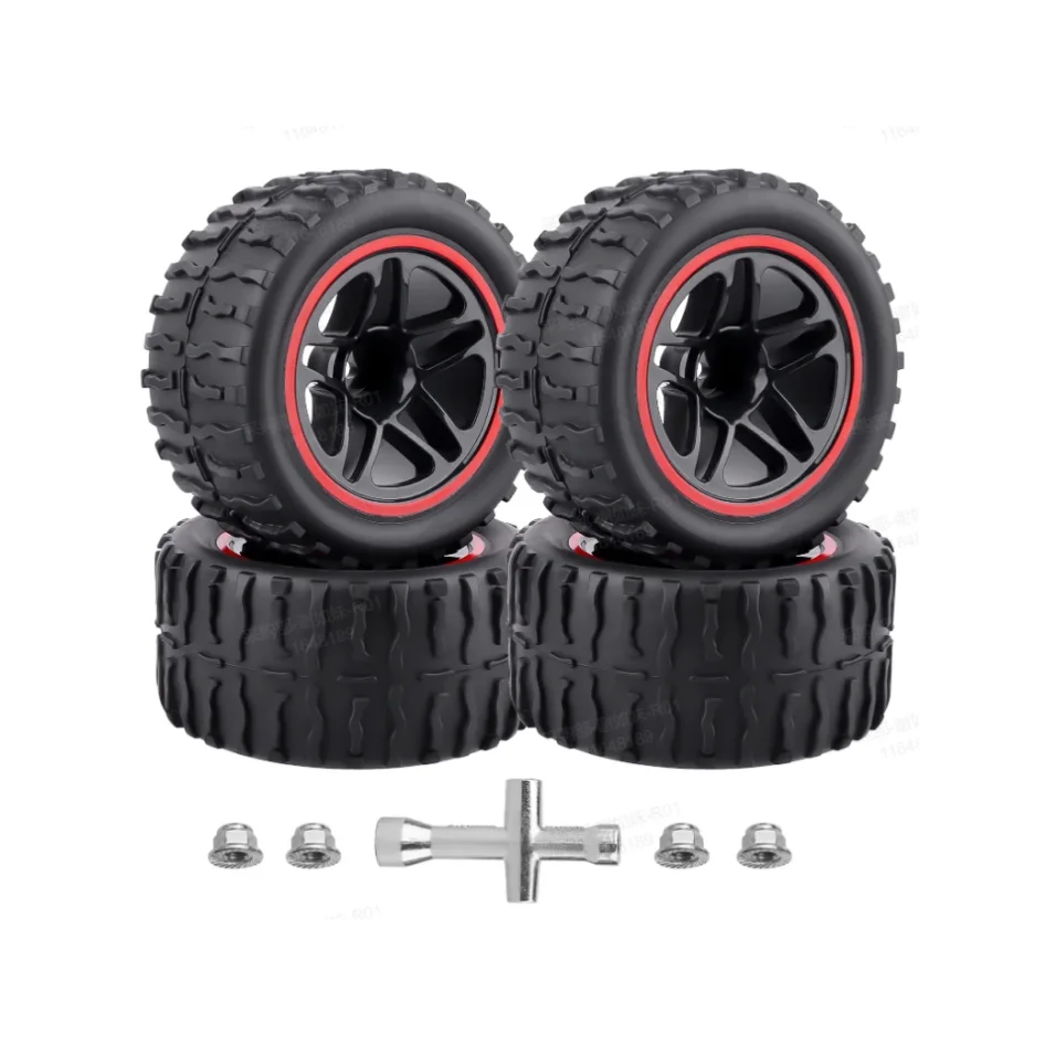 HobbyPark Glued 12mm Hex RC Truck Wheels Tires for 1/10 Traxxas Rustler 2wd 4x4 VXL Redcat Volcano EPX Blackout XTE Pro 3s 4s