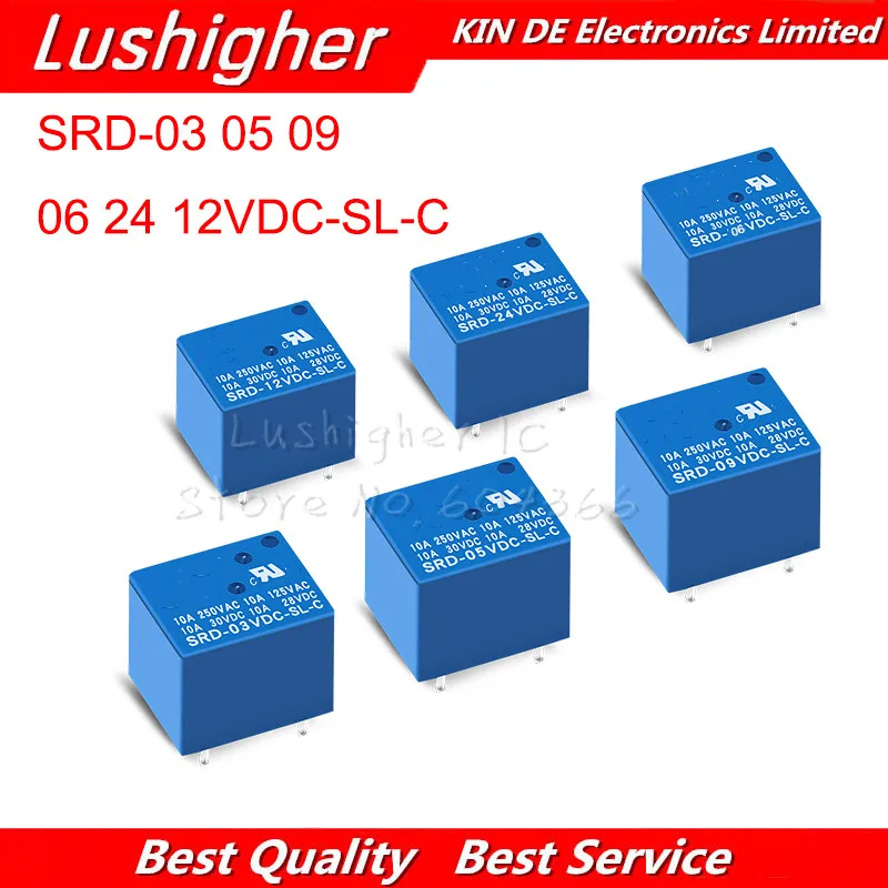 5PCS Relay SRD-03 05 09 06 24 12VDC-SL-C 5PINS 3V 5V 9V 6V 24V 12V