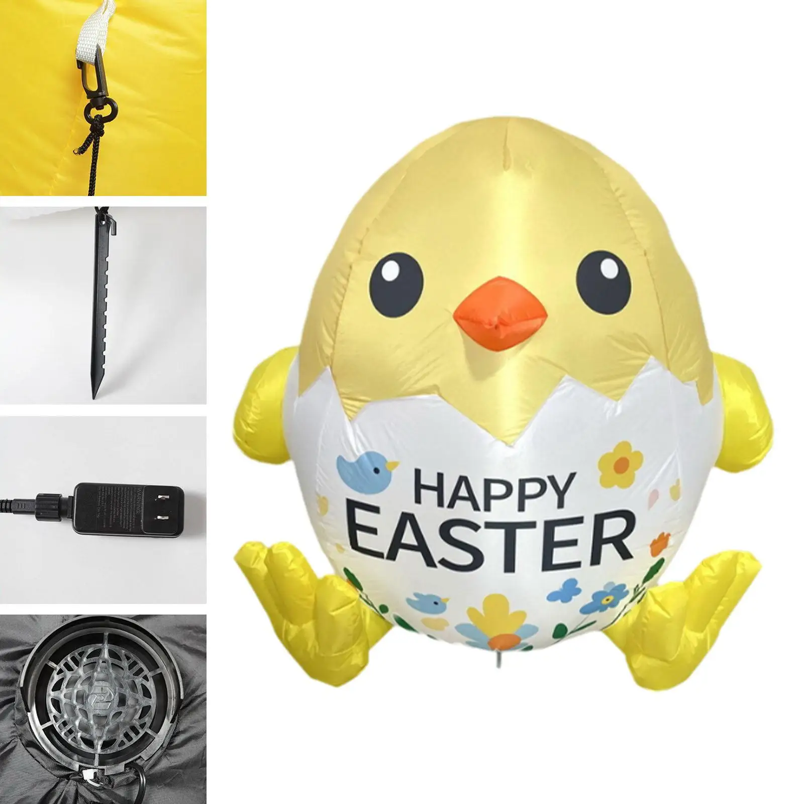 4.37 ft Easter Inflatable Toy Lighted Blowup Chick for Backyard Party Yard