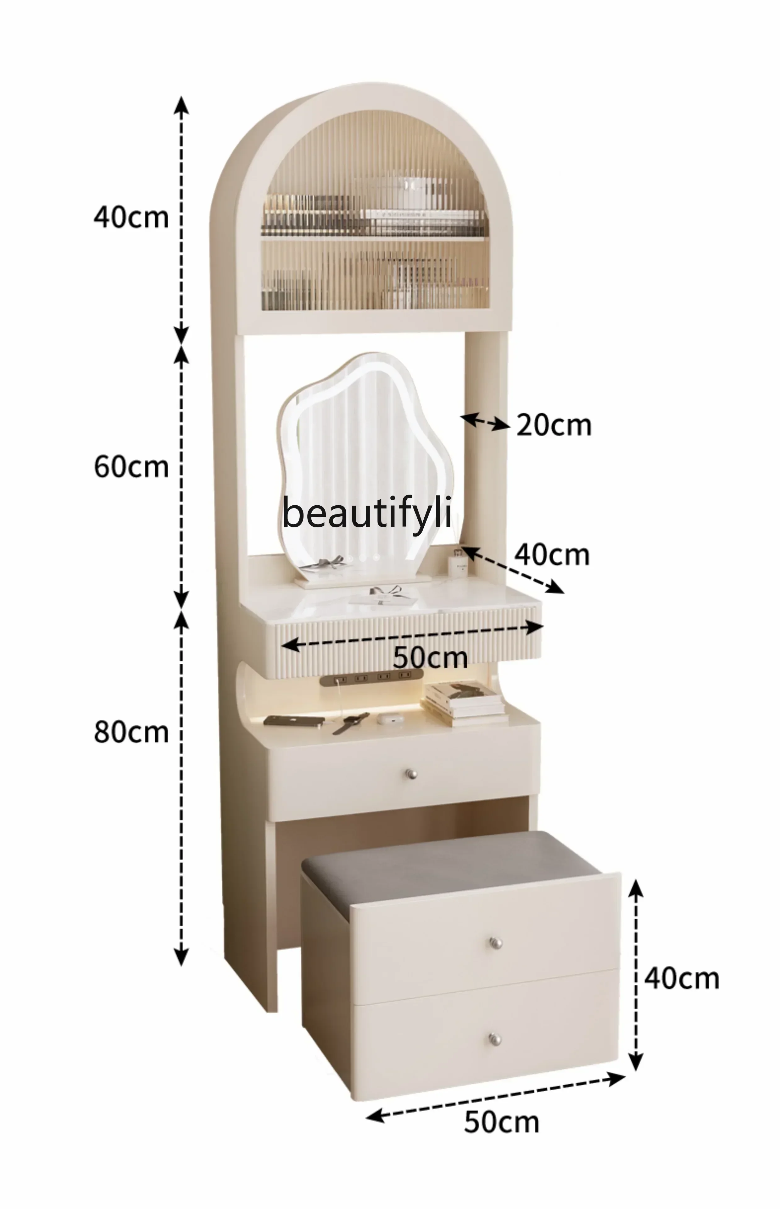 

yj5 Cream Style Dressing Table Bedside Table Integrated Bedroom 50cm Wide Makeup Table Small