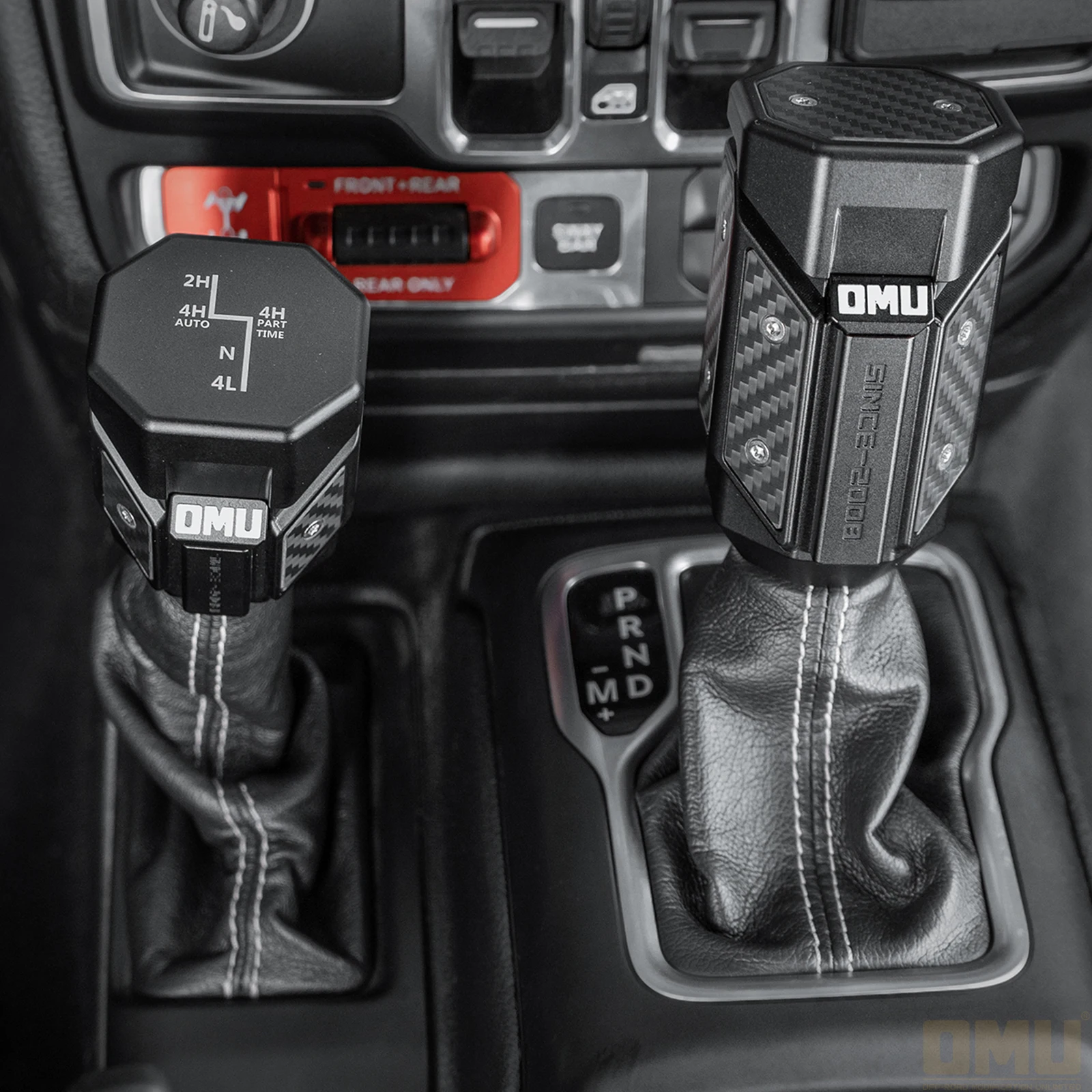 OMU   Aluminum Gear Lever Shift Knob for Jeep Wrangler JL Gladiator JT   EURO Shifter Transfer Case Lever Handle Kit