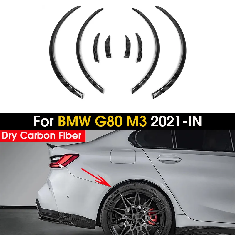 

8 шт., сухой передний/задний бампер из углеродного волокна, боковая накладка на крыло, крышка для бровей, боковые прокладки, комплект кузова для BMW G80 M3 2021-IN