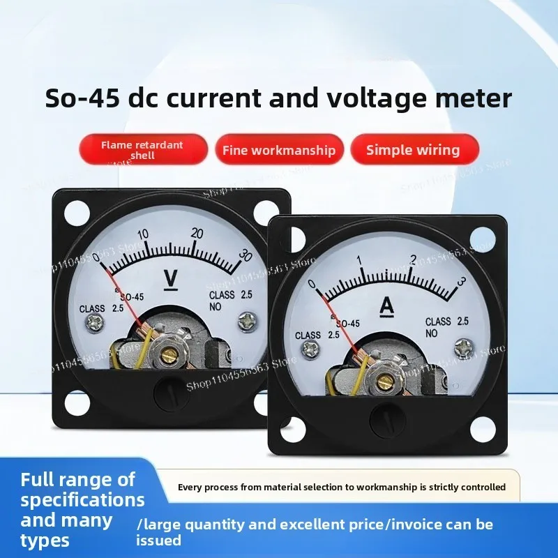 SO-45 DC Ammeter Voltmeter Marine Round Pointer Meter 1A2A3A5A10A20A300500V