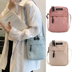 Fashion Casual Sports Women's Corduroy Crossbody Bag Student Mobile Phone Small Shoulder Bag Solid Color Female Handbag 2024 New