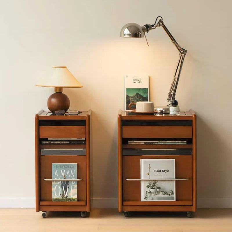 طاولة بجانب السرير من الخشب الصلب والخشب المطاطي، وخزانة غرفة النوم على الطراز القديم، وطاولة بجانب السرير ضيقة جدًا في العصور الوسطى #2