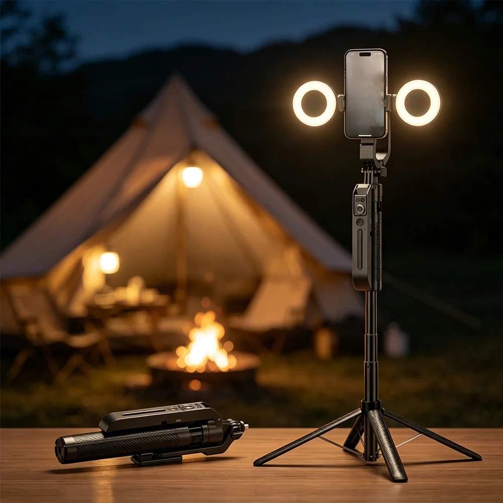 1.8m Phones For Stabilizer For Gimbal Tripod With Dual Fill Lamp Auto Follow-Up Face Tracking Selfie Rod Tripod Stand For Live