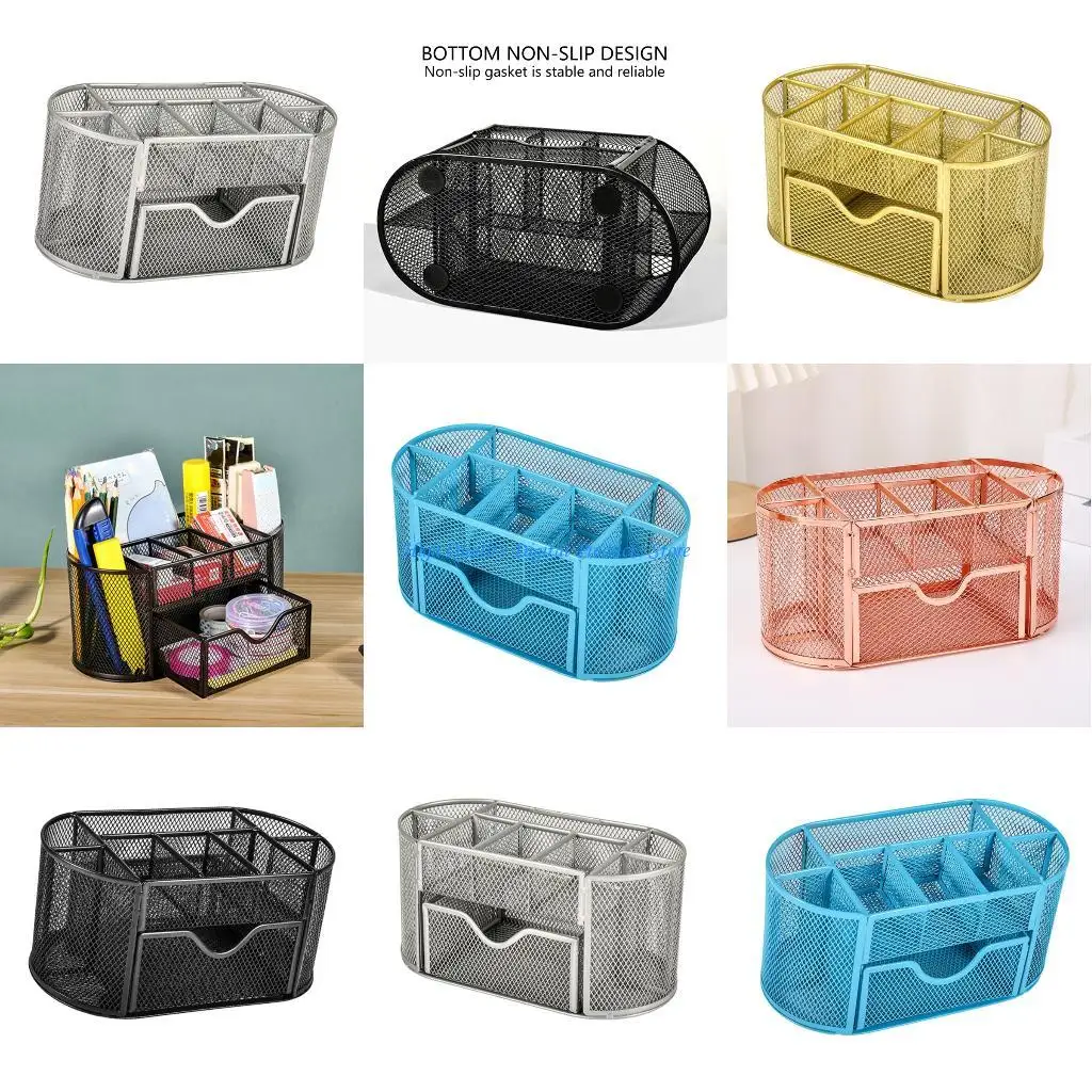 

U2JE Modern Topological Desk Tray With 9 Compartments Metal Building For Pencils Scissors School Accessories