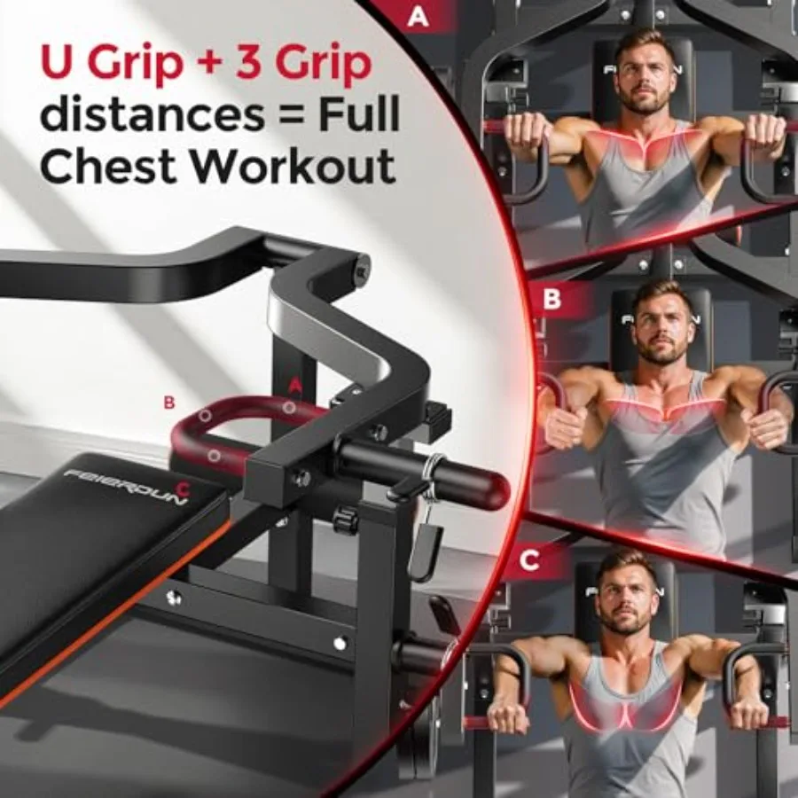 Home Gym Chest Press Machine with 3-Grip U-Handles Steel Frame Black Finish 1250LBS Ccity 11+3 Adjustable Positions for Chest A