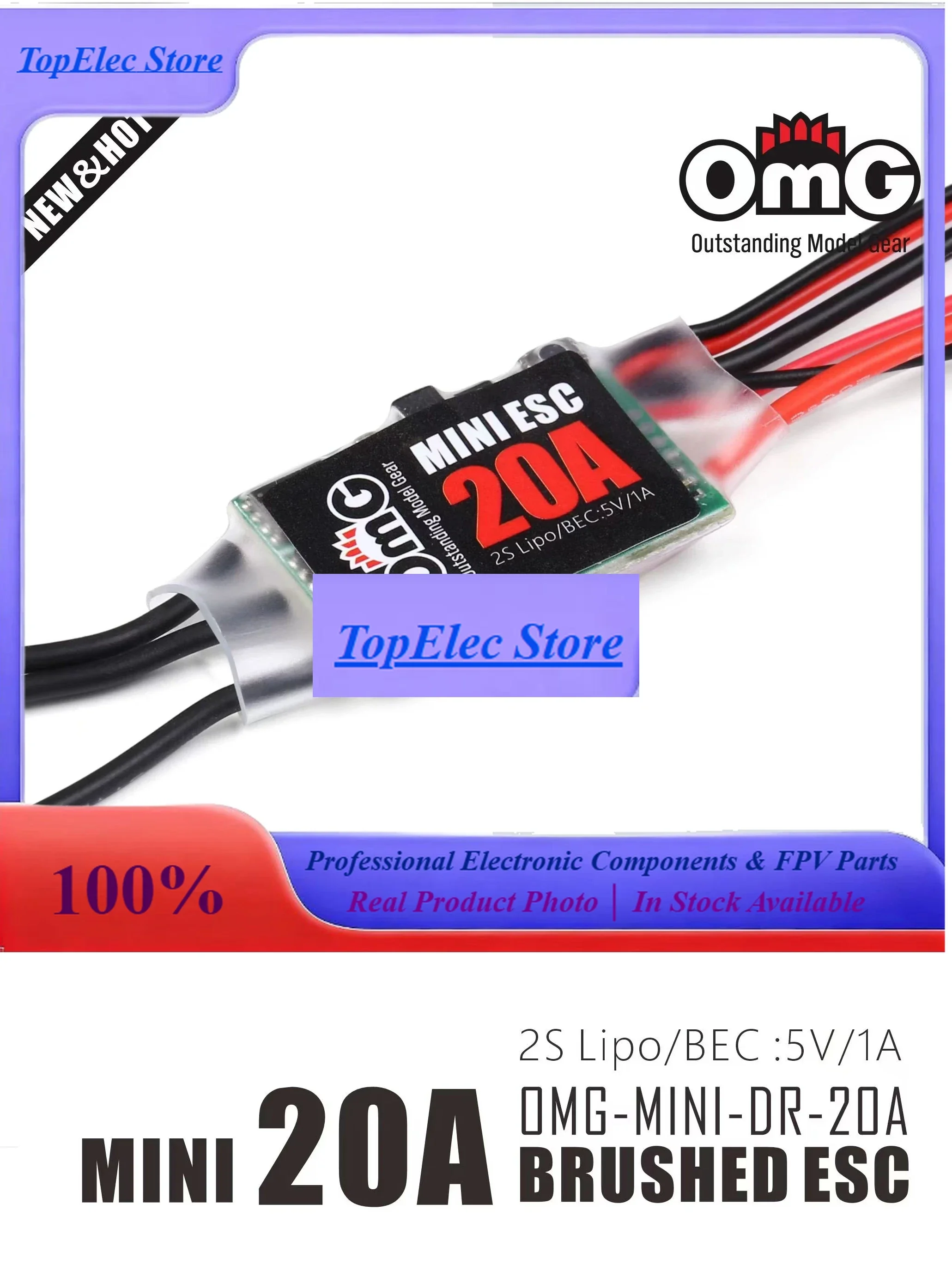 TopESsOMG RAPIDO 20A Brushless ESC 5V1A For 1/18 1/24 1/28 RC MINI Car Accessories