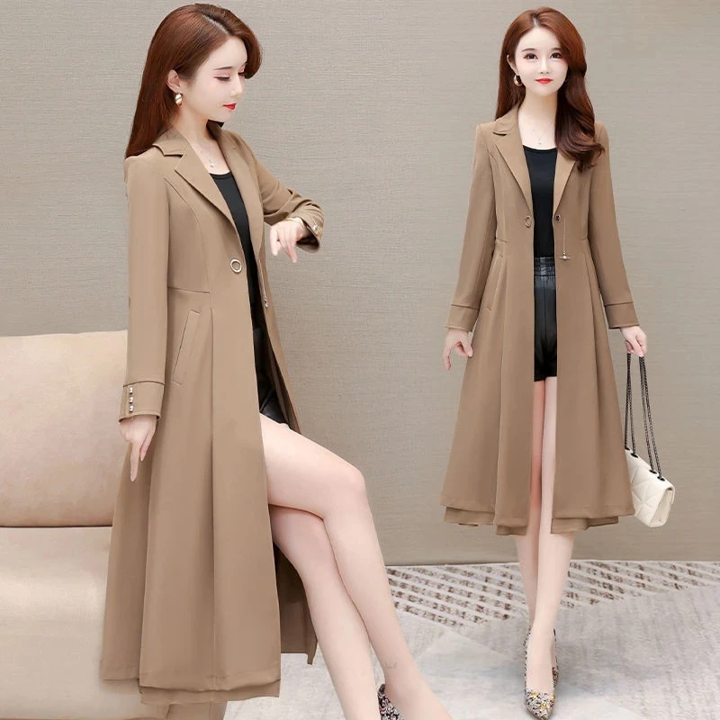 2023 New Fashion Spring Autumn Women Trench Coat Overcoat Casual Female Loose Long Windbreakers Coats Top-grade Outerwear Femme