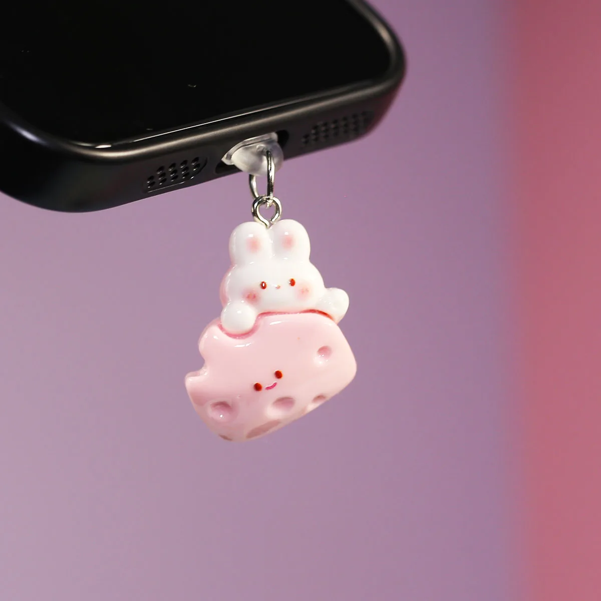 

Smiling Rabbit phone dust plug is a beautiful gift for girls with iPhone/or Samsung Type-C interface