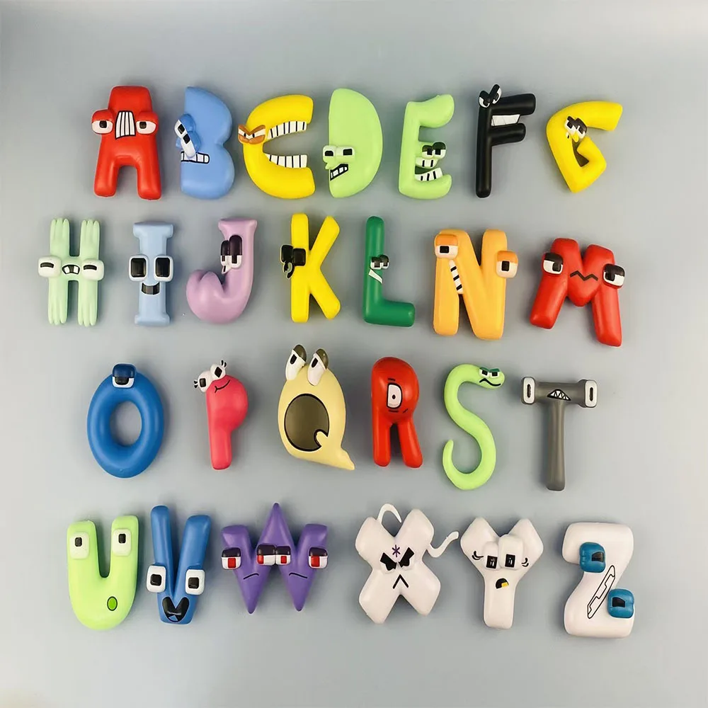 Novo 26 Pçs/set A B C Personagem Criança Alfabeto Lore Modelo Dos Desenhos Animados Anime Boneca Criativo LetterAlphabet Matemática Brinquedos Educativos