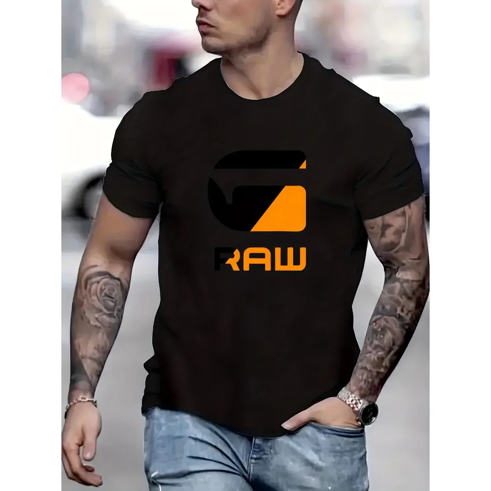 3 قطع تي شيرت رجالي بطبعة خام - 100% بوليستر بأكمام قصيرة ورقبة دائرية تي شيرت صيفي مع نسيج، ملابس خارجية غير رسمية