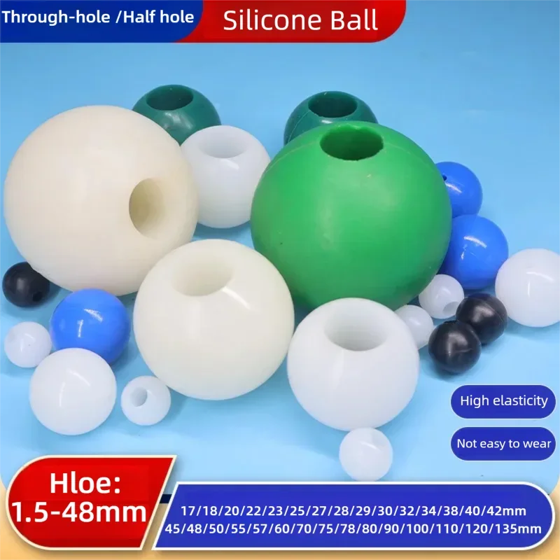 17-135mm Through/half Hole Silicone Ball White Elasticity for High Temperature Industrial with Perforated Vibrating Screen Ball