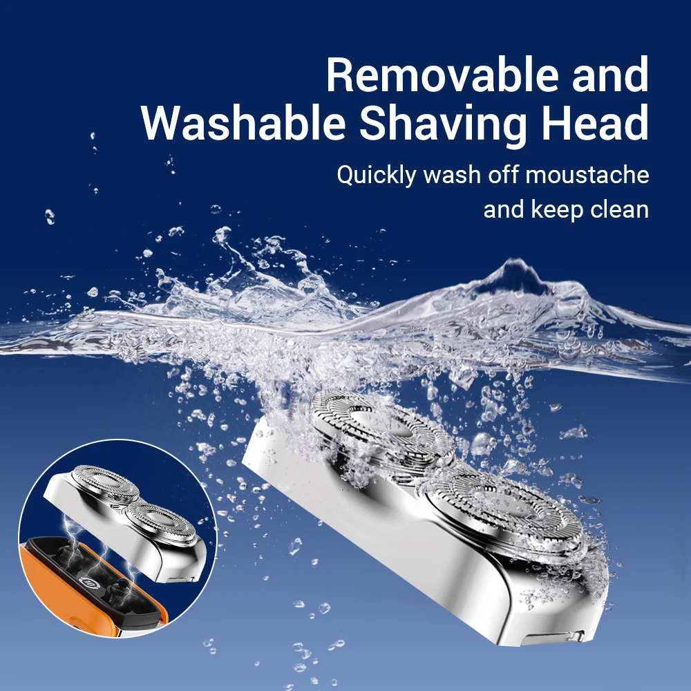 남성용 전기 스마트 면도기, 미니 듀얼 블레이드, 디지털 디스플레이, 세척 가능, 충전식 수염 면도기, 여행 및 가정용