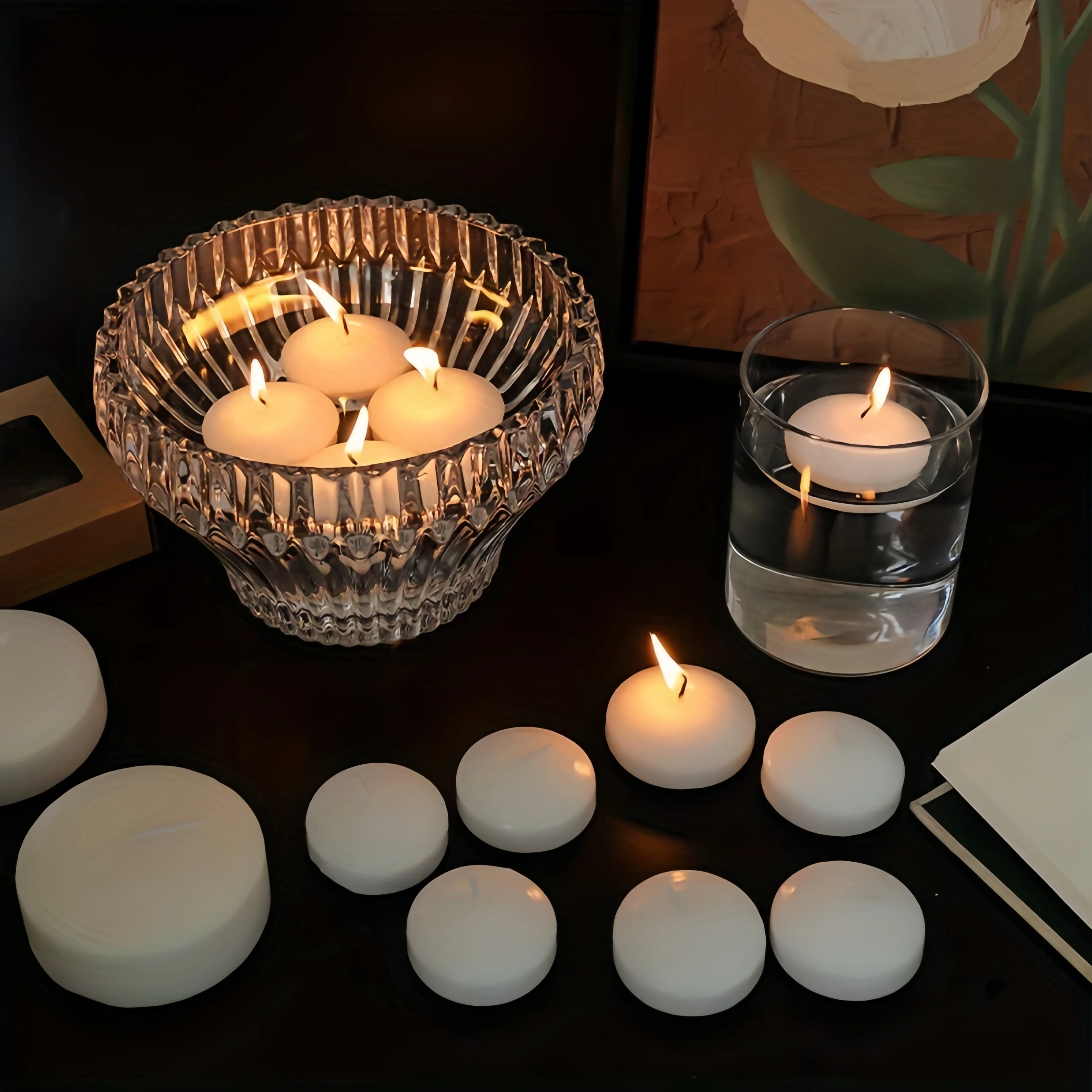Large Floating Candles, colourful Unscented Dripless Wax Discs, for Cylinder Vases, Centerpieces at Wedding, Party, Pool, Holida