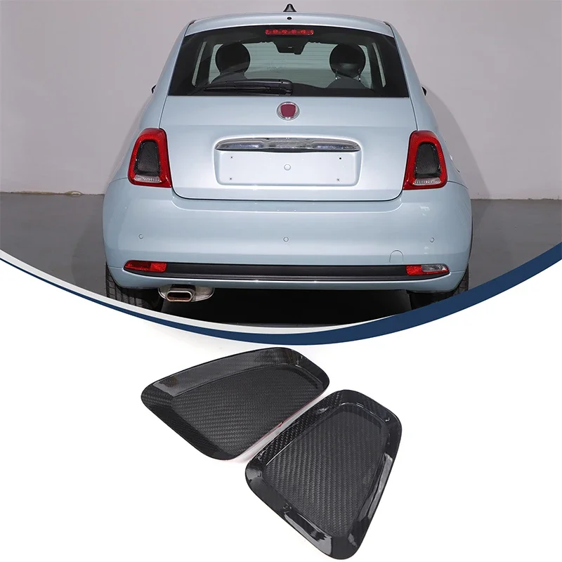 For Fiat 500 2016-2025+ Real carbon fiber car rear taillight decorative panel sticker car exterior protection accessories 2Pcs