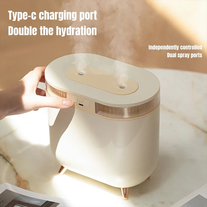 Cute 2024 2024 For Dual Nozzle  Room Desktop  Fragrance Air Humidifier USB Charging 3600mAh Battery Operated Wireless  Diffuser