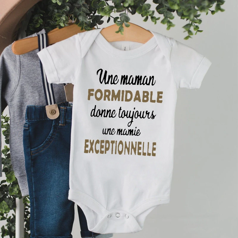 French Print Baby Bodysuit Summer Short Sleeve Newborn Clothes Boys Girls Unisex Jumpsuit Funny Todder Outfit Infant Shower Gift