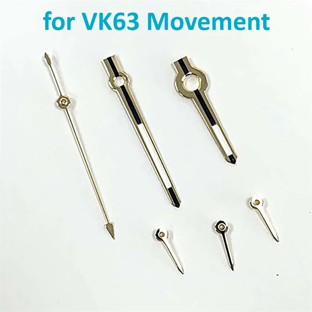 13.5mm VK63 Watch Hands Silver/Gold Hands Needles Green Luminous Watch Pointers Fit for VK63 Movement