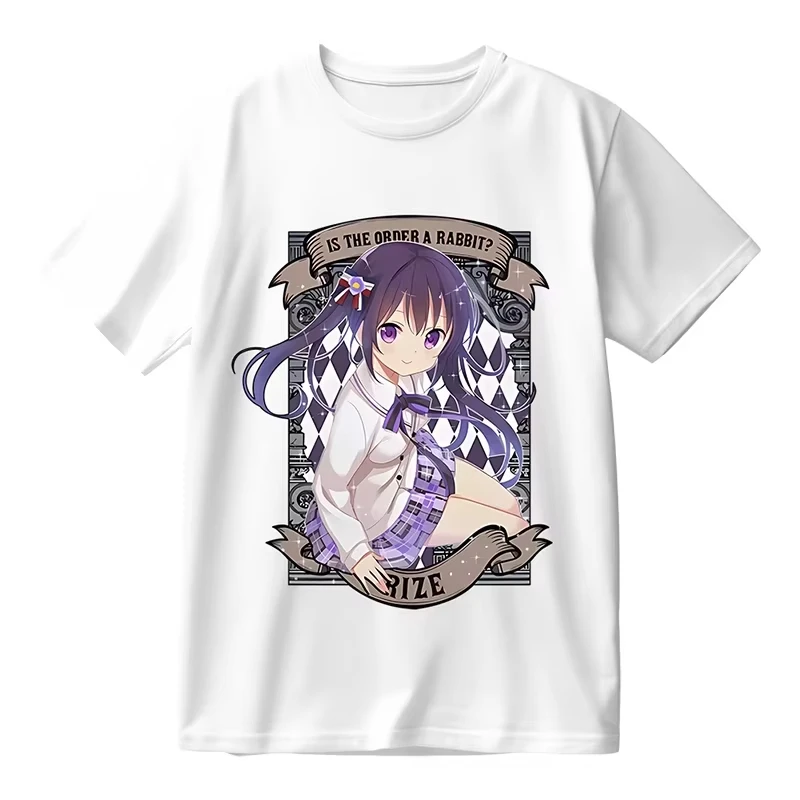 Unisex Harajuku Vintage Washed Graphic T-shirt, Iyashikei Anime Merch for Is The Order A Rabbit T-Shirt