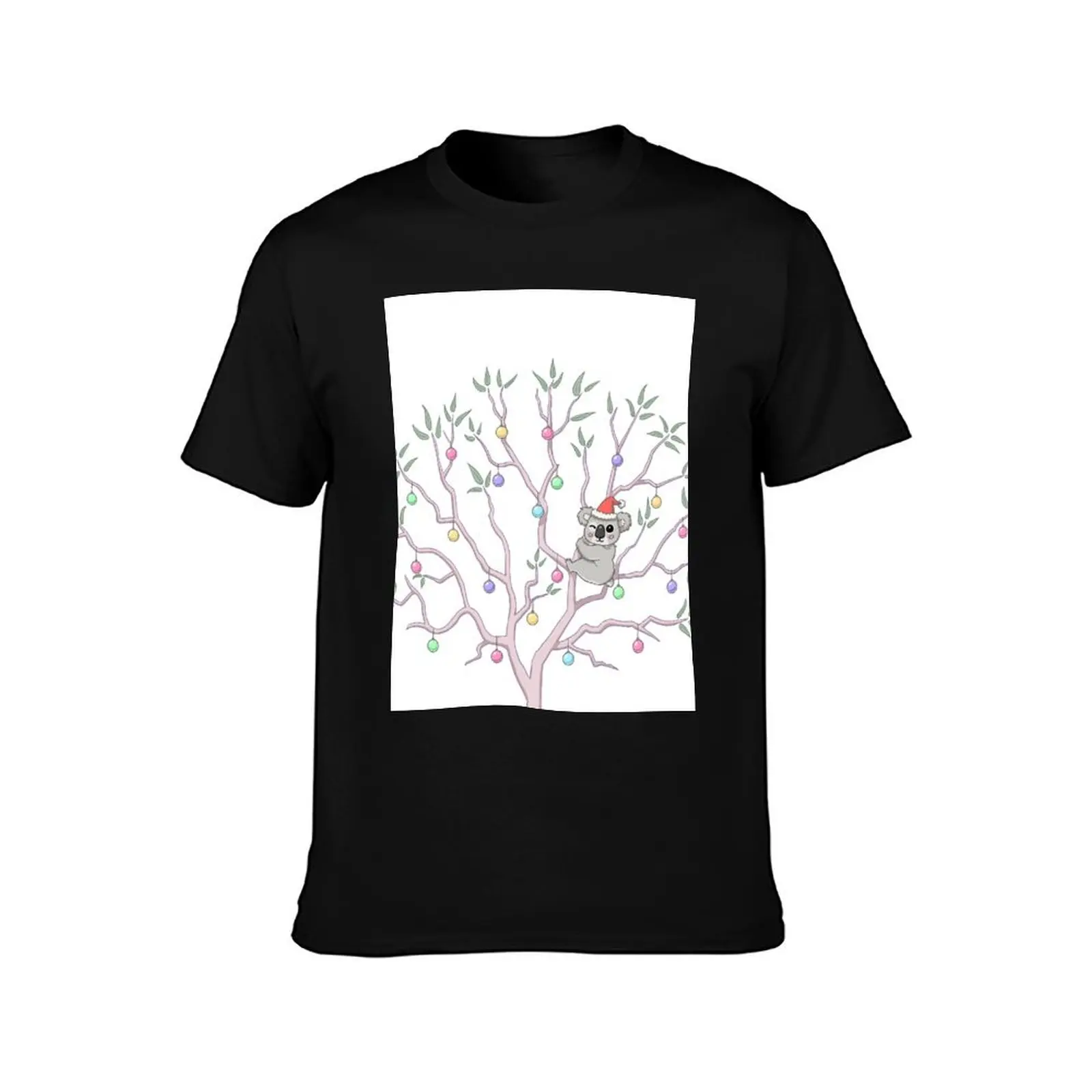 Aussie Christmas - Koala in Eucalyptus Tree T-Shirt All Match Print Short Sleeve Top T-Shirt
