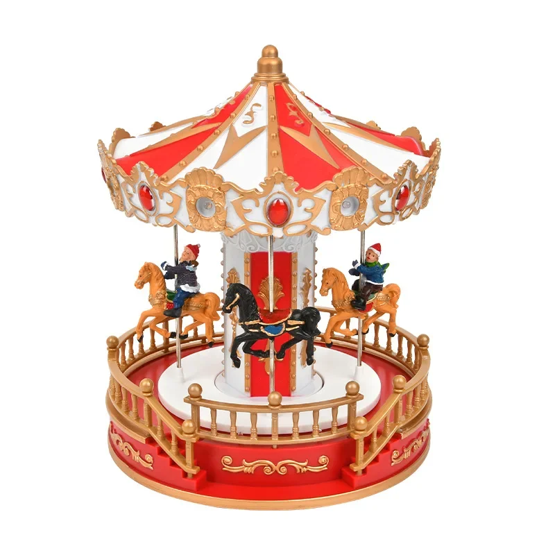 

Carousel Luminous Music Box Music Box Model Storage Box Christmas Holiday Gifts Window Tabletop Ornament
