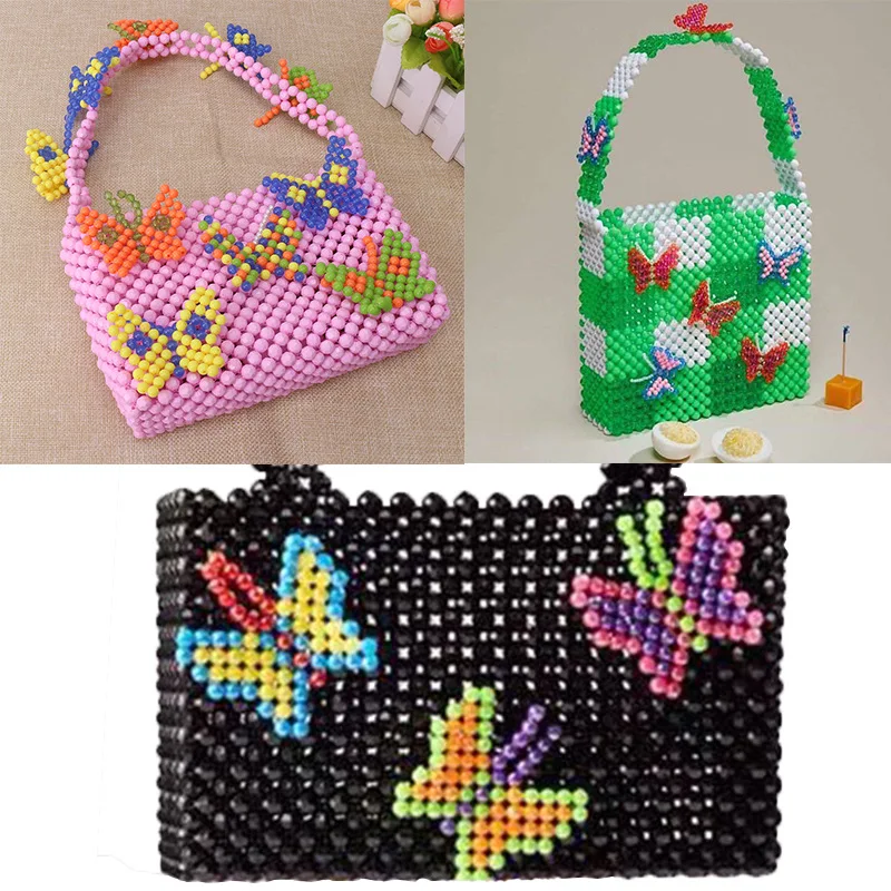 Butterfly Pattern Green Women Portable Bag Beaded Acrylic Fashion Hand Simple Handheld Wave New Mujer Summer Beach Customized