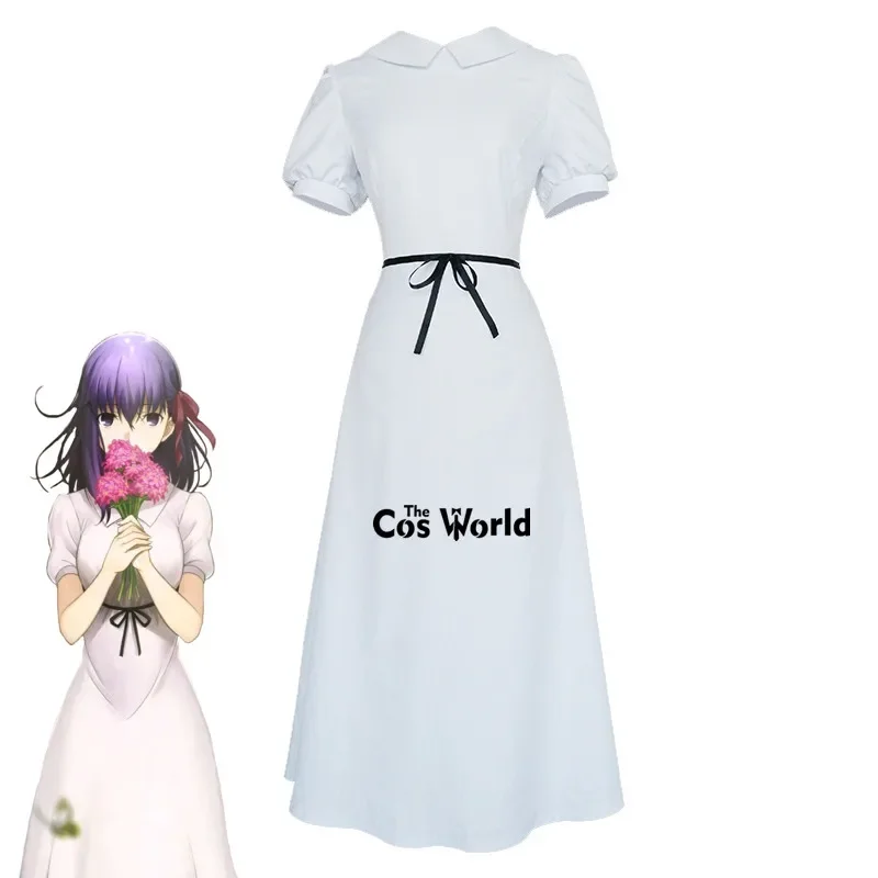 Fate/stay night HF Matou Sakura white dress uniform outfit anime cosplay costumes