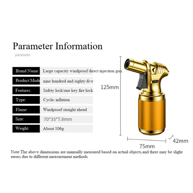 NewWindproof Lighter Inflatable High Temperature Point Moxibustion Cigar Burning Pig Hair Handheld Spray Gun Igniter