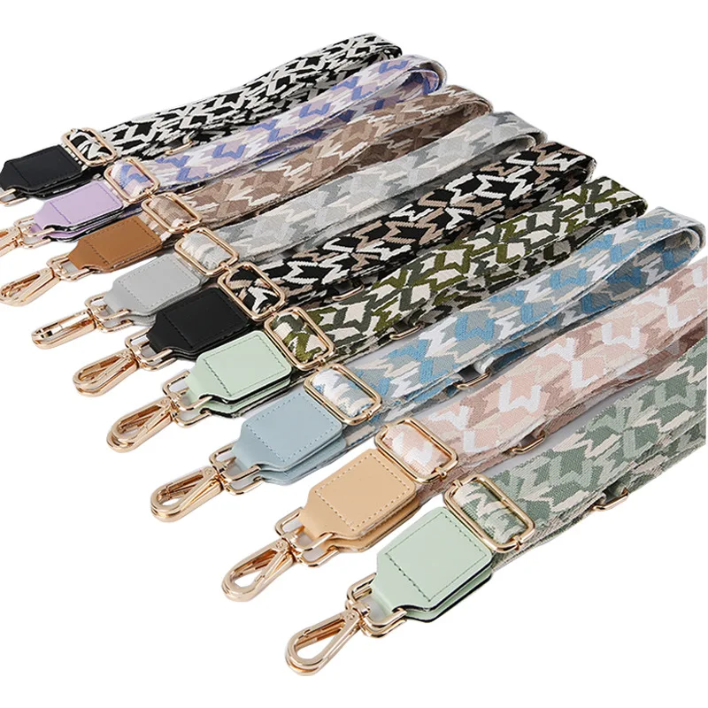 Fashion Women's Bag Strap Length Adjustable Versatile Webbing Multi-color Jacquard Weaving Replacement Crossbody Shoulder Strap