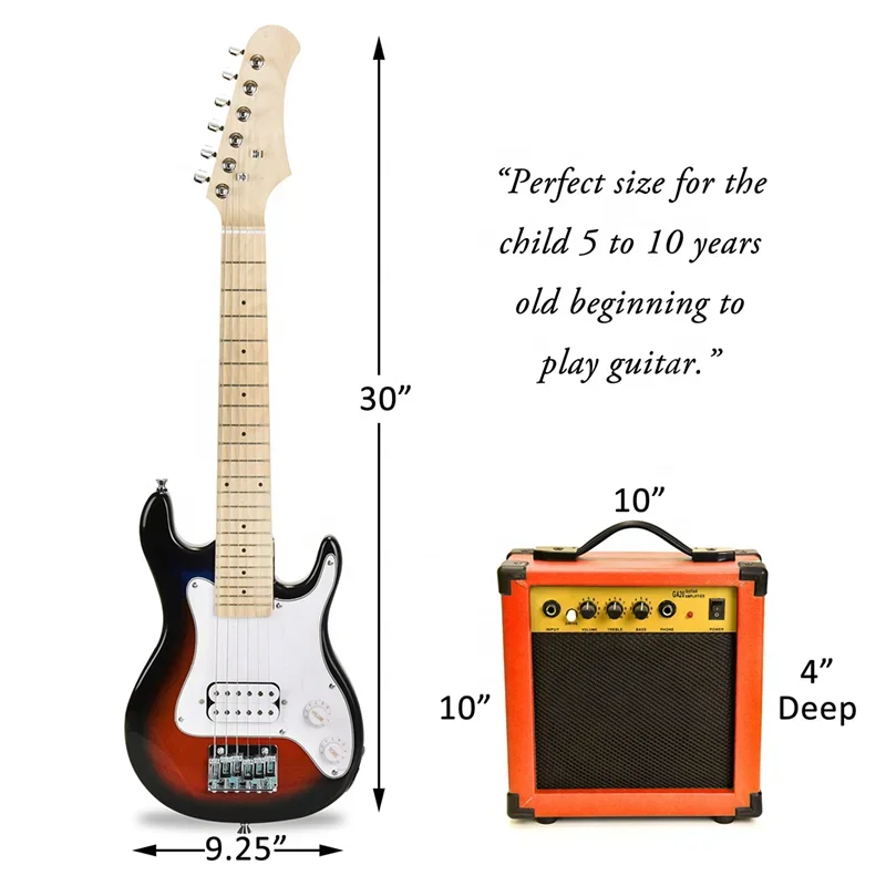 30 Inch Kid Electric Guitar Kit OEM ODM Beginner Guitar Electric with AMP Accessories