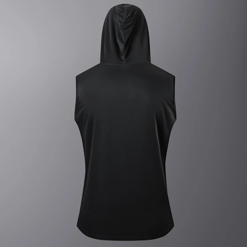 Summer Lightweight Sports Vest Men's Quick-Drying Breathable Loose Color Block Hooded Vest Men Jogging Hiking Sleeveless Vest