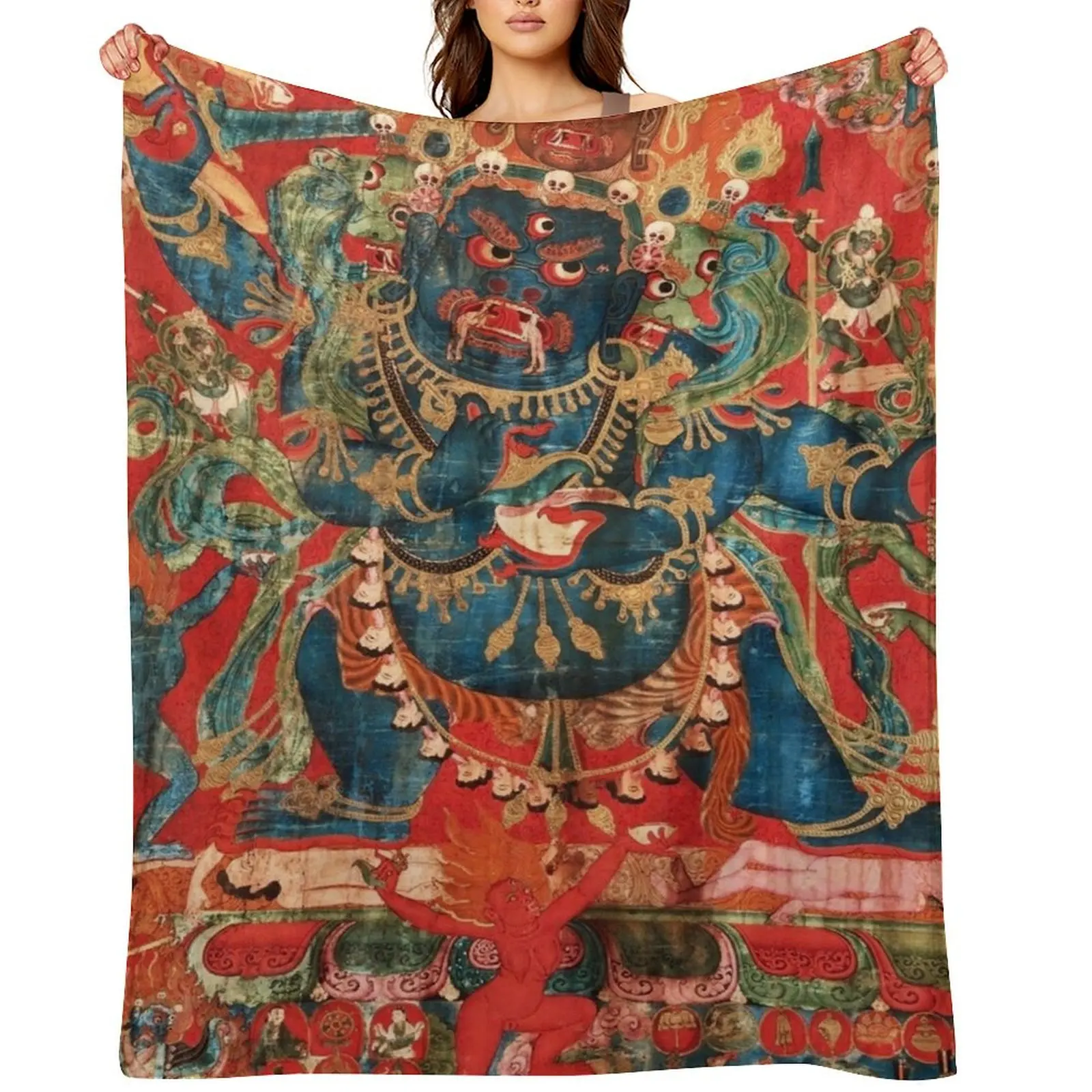 

Mandala 143 Mahakala Chaturmukha Four Faced Throw Blanket Quilt Bed linens Hairys Blankets For Bed Blankets