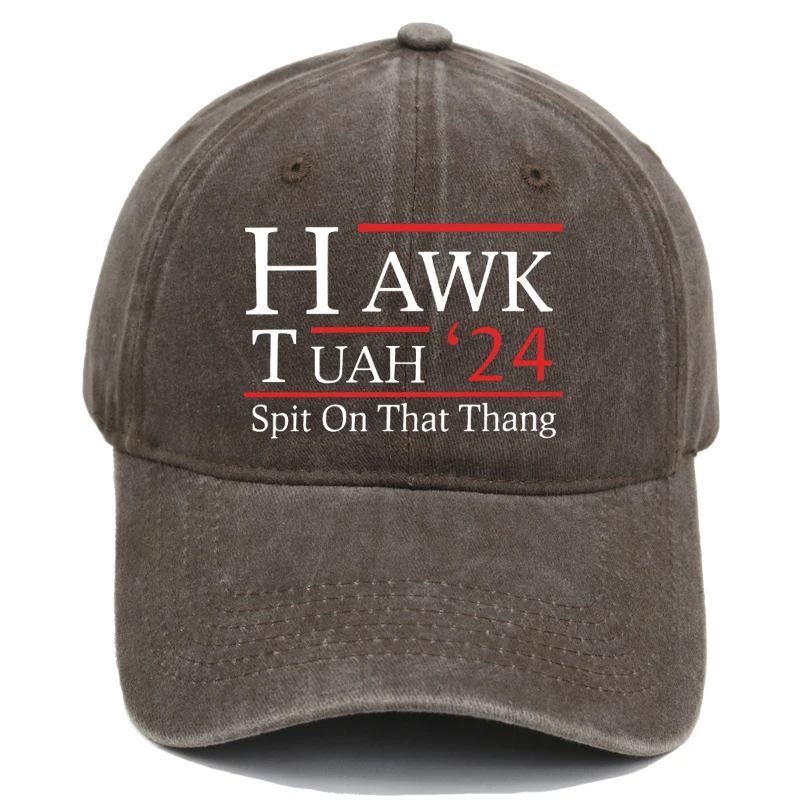 Hawk Tuah Spit On That Thang Printed Washed Baseball Cap For Men Funny Duckbill Cap Fashionable Baseball Cap Balaclava Hat