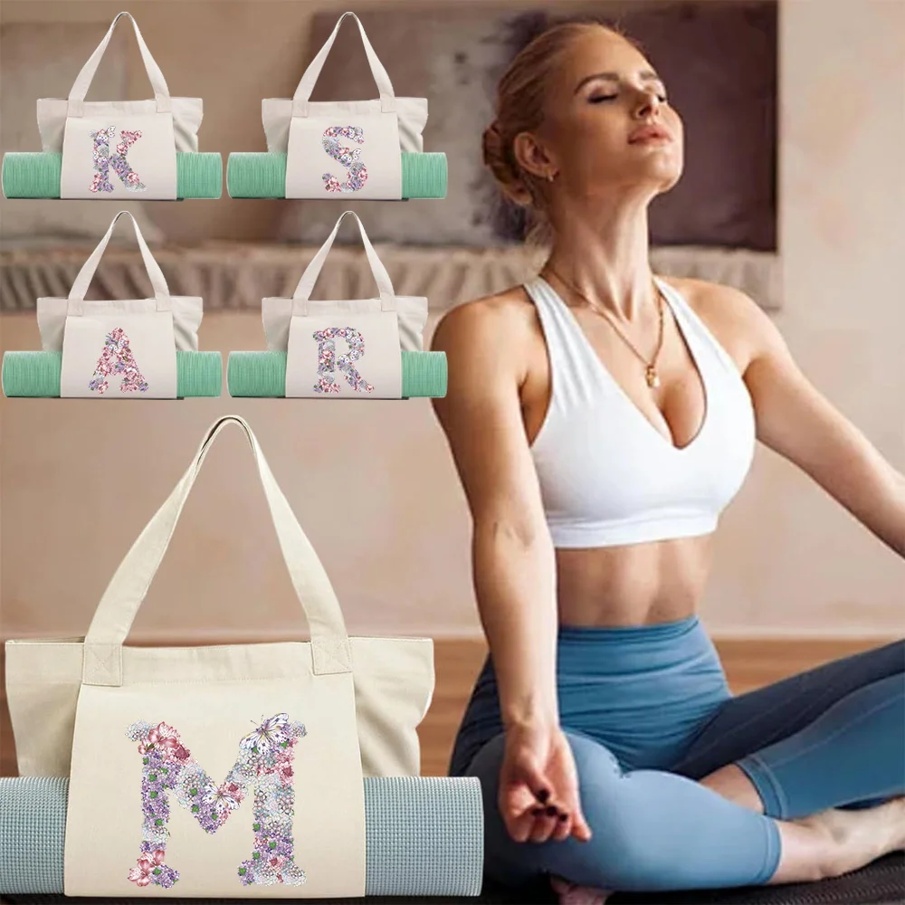 

Canvas Yoga Bag Foldable Single Shoulder Large Capacity Portable Fitness Sports Pilates Equipment Storage Lightweight Practical