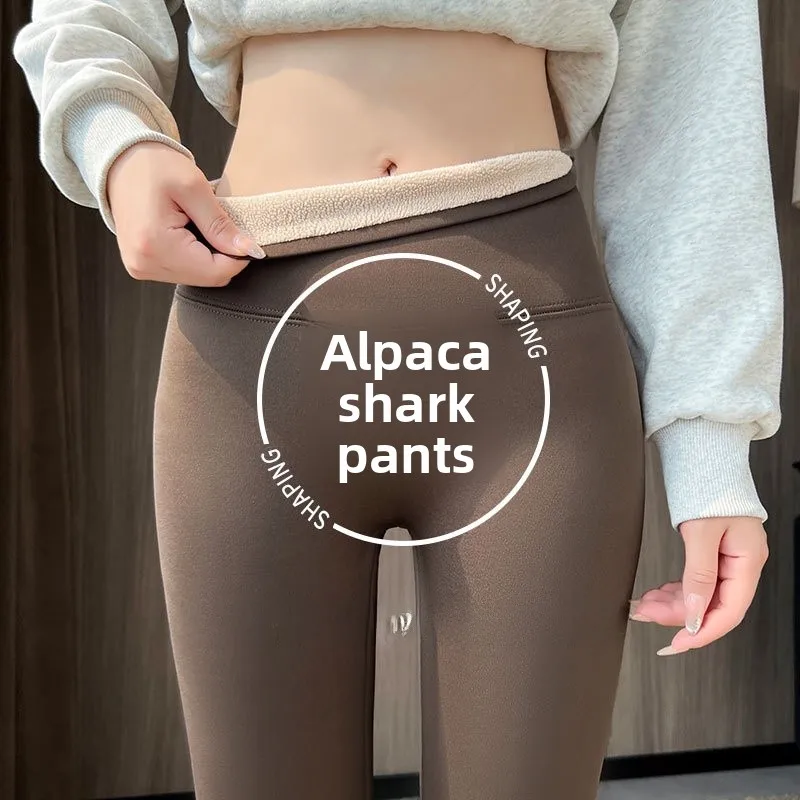 

Women's arkskin Tight Pants Spring Autumn Fce Lined Slimming Butt Lifting Yoga Fitn High Waist Nine Points Pants