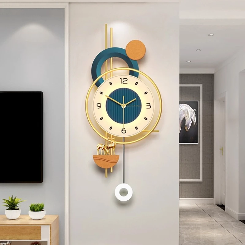 Luxury Metal Swinging LED Decoration Wall Clock Living Room Fashion Clock Mural Watch Restaurant Number Mute Wall Clock