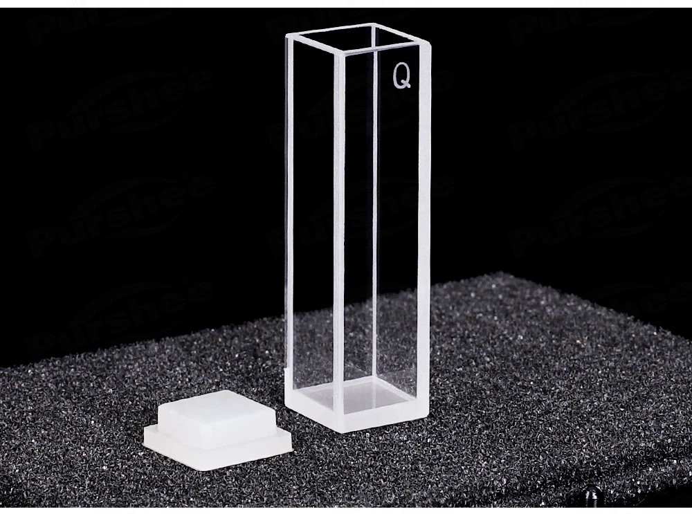 1 Stück Standard-Quarz-Fluoreszenzküvette, 10 mm, 4-seitig transparent, hohe Lichtdurchlässigkeit, verschiedene Ausführungen für UV-Vis-Spektrophotometer. – Detail 5