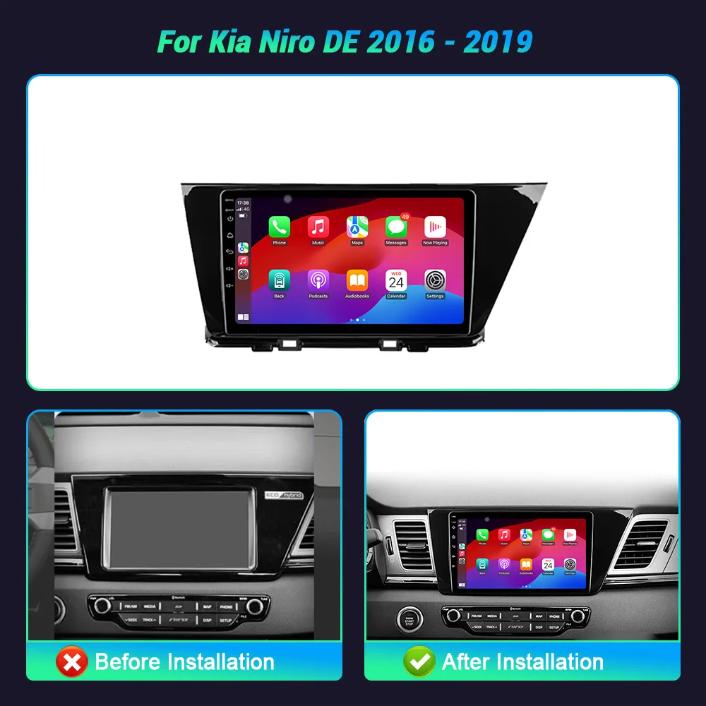 Android 14 For Kia Niro DE 2016 2017 2018 2019 Car Radio Stereo Multimedia Navigation GPS Video Player Wireless Carplay Screen