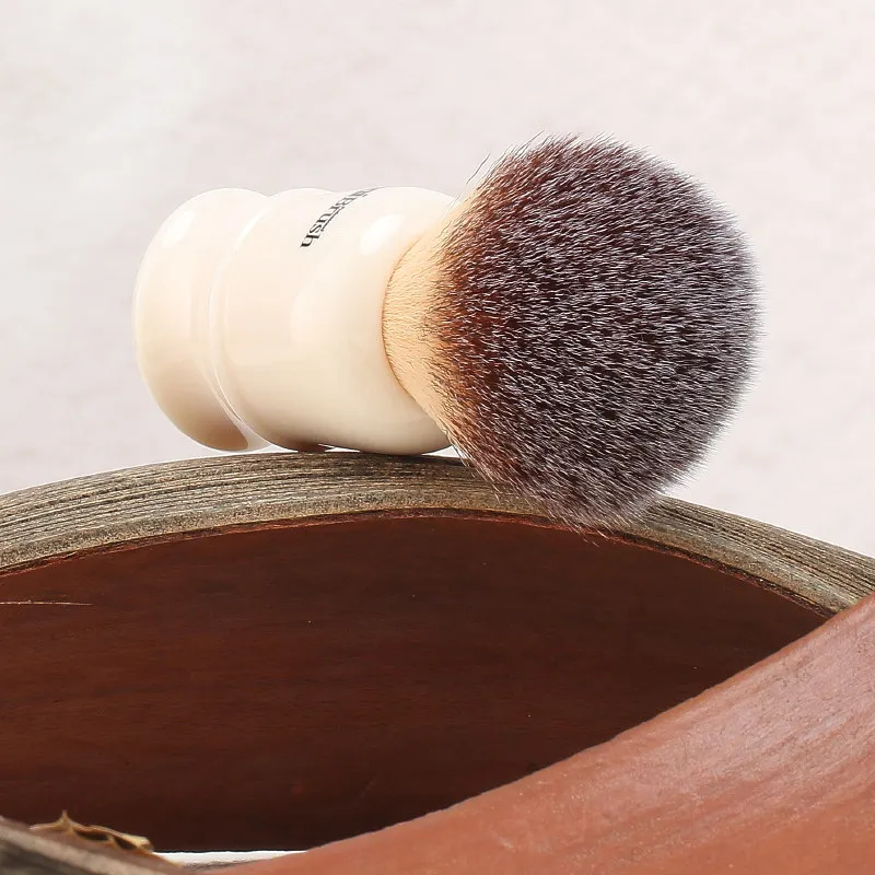 2026 Flash Sale YAQI Professional Grade 22mm White Handle Yellow Synthetic Hair Knot Men High Quality Wet Shaving Brush