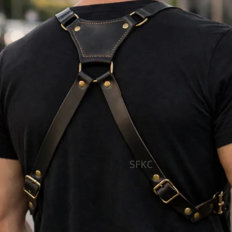 Retro Double Shoulder Leather Underarm Outdoor Bag Adjustable Zipper Pockets Small Universal Steampunk Cosplay Prop Wallet