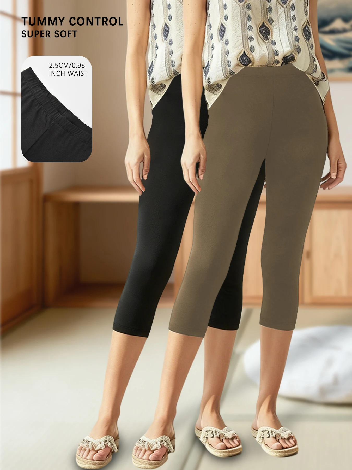 

Женские супермягкие капри из двух упаковок, эластичные дышащие брюки для тренировок, бега, йоги, спортивные штаны, леггинсы для спортзала