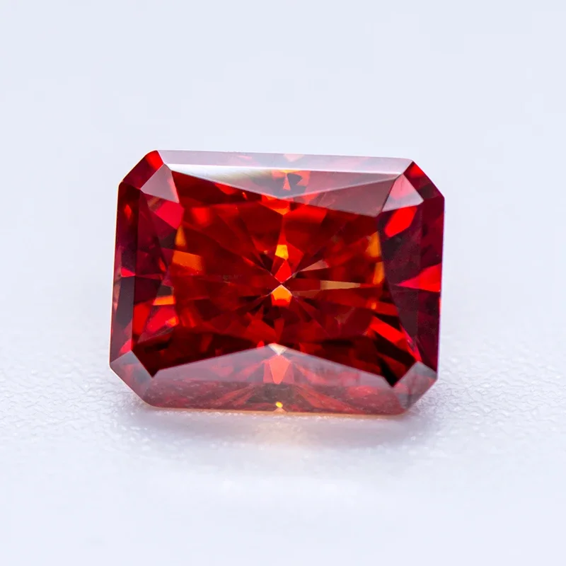 

Moissanite Gemstone Radiant Cut Garnet Color Lab Grown Diamond for Charms Woman DIY Advanced Jewelry Making with GRA Certificate