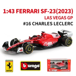 Bburago 1:43 2023 Ferrari SF23 Las Vegas #16 #55 F1 Racing Formula Car Static Simulation Diecast Alloy Model Car
