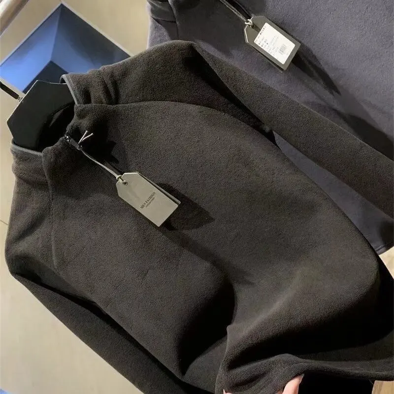 Fashionable Zipper Hoodie Casual Stand Collar Men's Warmth Clothing Standard Fit Long Sleeve Basic Style Polyester Fiber
