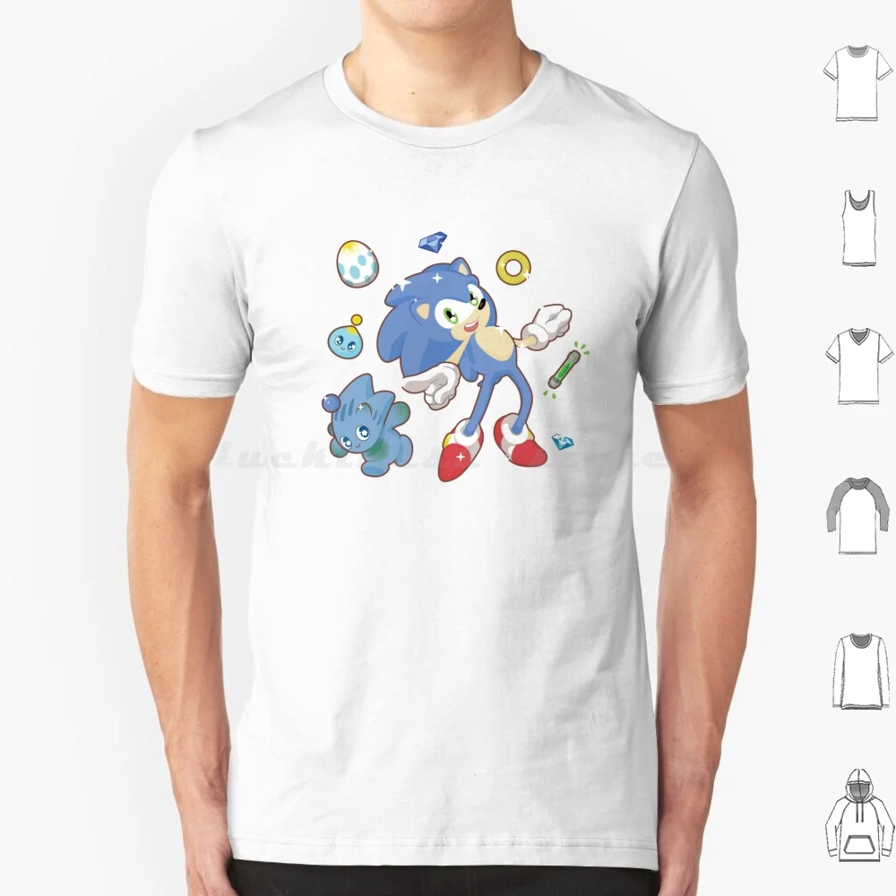Camiseta X Chao para hombres, mujeres y niños, 6xl, erizo azul, Chao Gardens, anillo de huevo, videojuegos de aventura, Arcade, dibujos animados, cómic Pastel, lindo