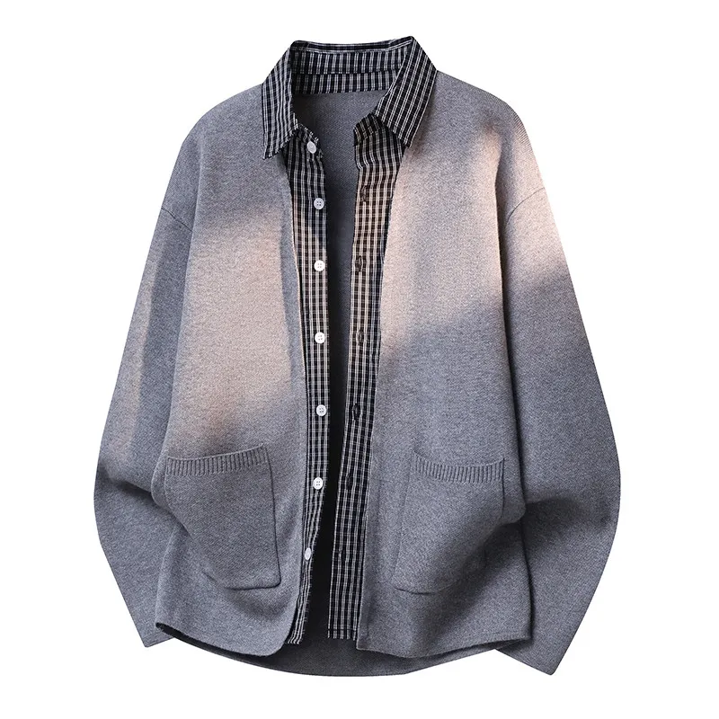 

Новый мужской вязаный свитер 2025 года: повседневный, на пуговицах, с открытым передом, осенне-зимний, свободный крой, удобный, дышащий, цветной