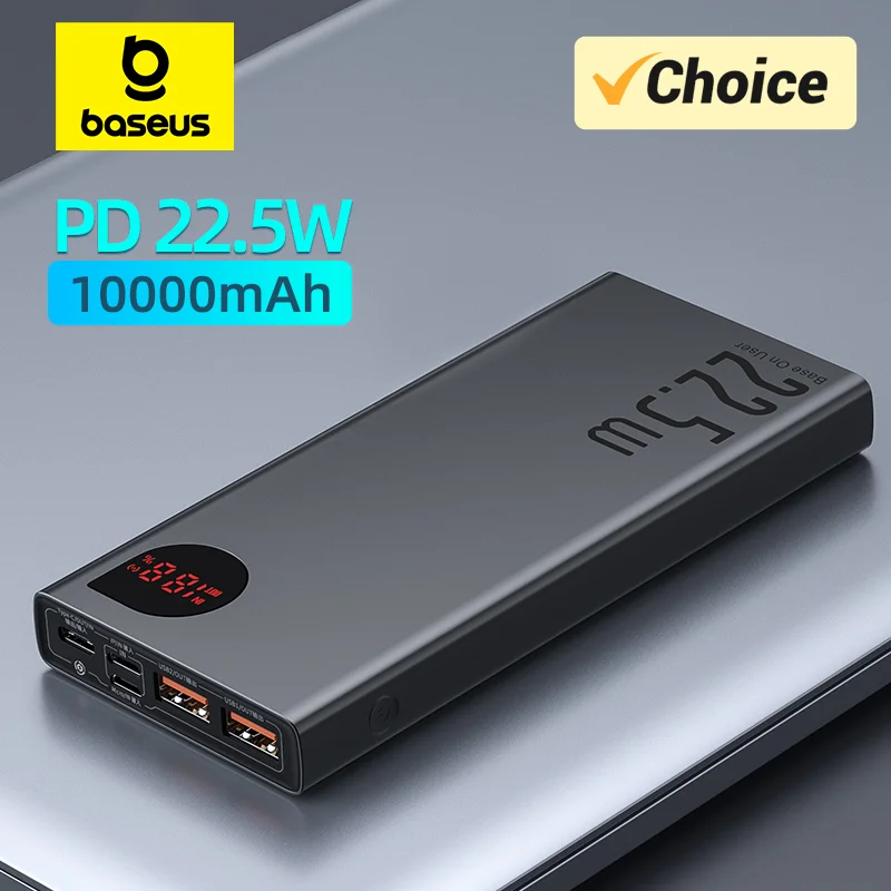 Baseus Power Bank 10000mAh with 22.5W PD Fast Charging Powerbank Portable Battery Charger For iPhone 14 13 12 Pro Max Xiaomi