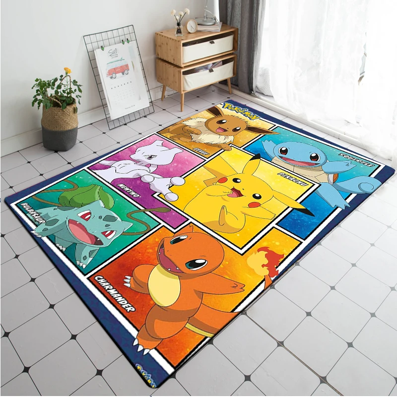 Pokemon Full Character Large Area Rug 3D Carpets Home for Living Rooms Kids Bedroom Sofa Doormat Decor Child Non-slip Floor Mats